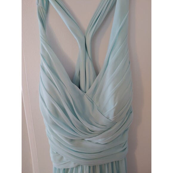 Davids Bridal Knee Length Bridesmaid Dress Ice Blue Size 16 - Picture 2 of 11